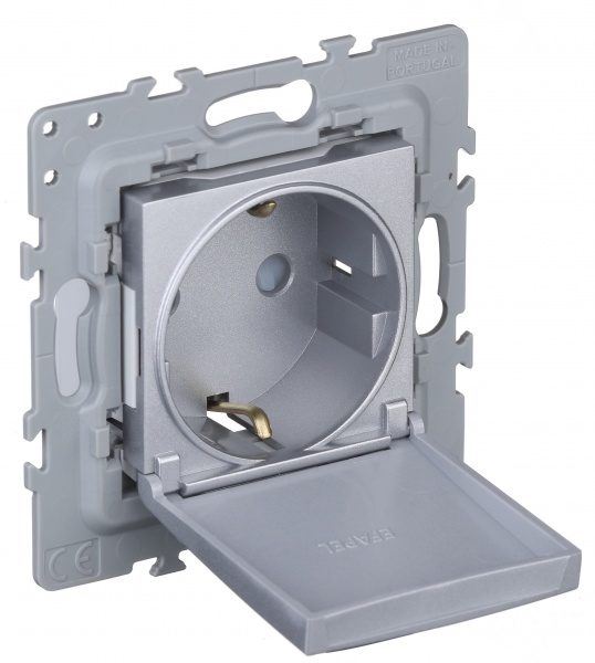 Розетка вологозахищена із заземленням Efapel Latina Шуко IP44 алюміній 4712812 SAL