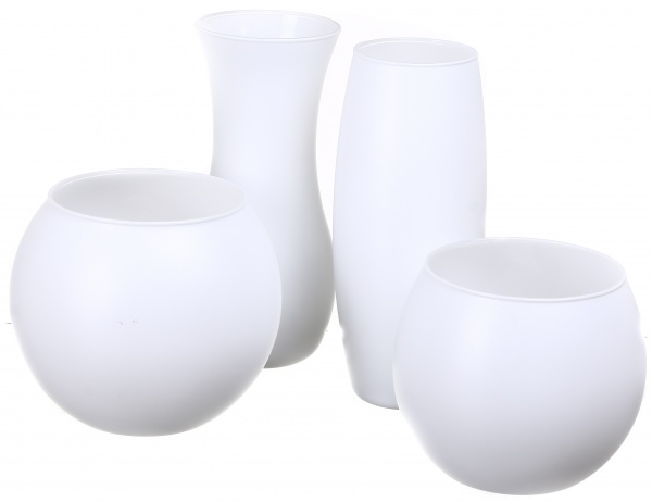 Ваза стеклянная Soft шар 16 см белая 