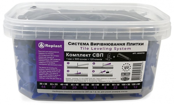 Набор СВП Replast 500 основ + 120 клинов 1 мм 620 шт./уп (CL 104150)