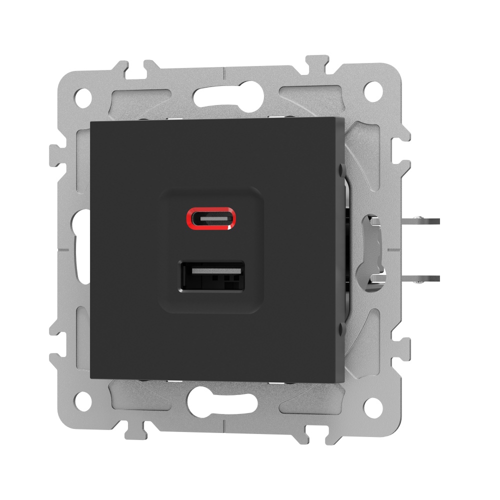 Механізм розетки USB + Type C HausMark Alta чорний
