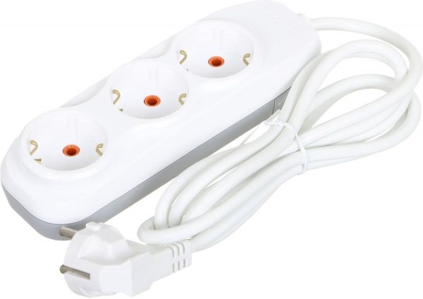 Комплект Nilson подовжувач + трійник із заземленням 3 гн. білий 2 м 