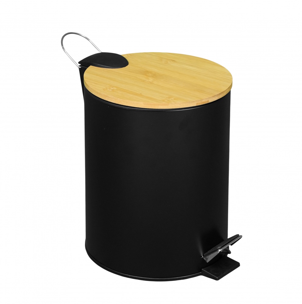 Ведро с педалью Fabrika BAMBOO 5 л Soft Close Black (FK-SB3002B)
