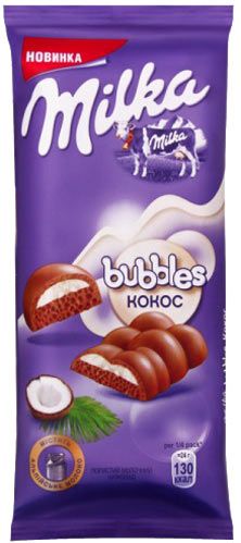 Шоколад Milka Bubbles молочный пористый с кокосом 97 г