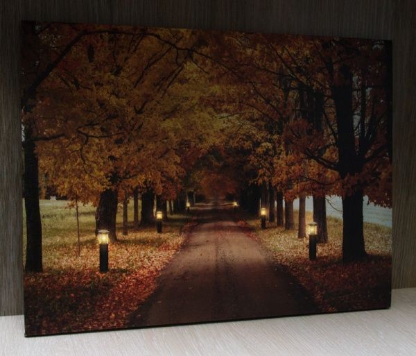 Картина LED Осень 1, с элементами питания 30x40 см оранжевый 