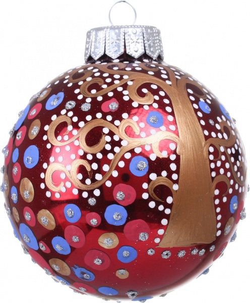 Шар новогодний Тенденция ручной работы d 100 мм красный