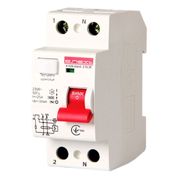 Диференційний автомат E.NEXT (e.rccb.stand.2.16.30) 2р 16 А 30 мА s034011