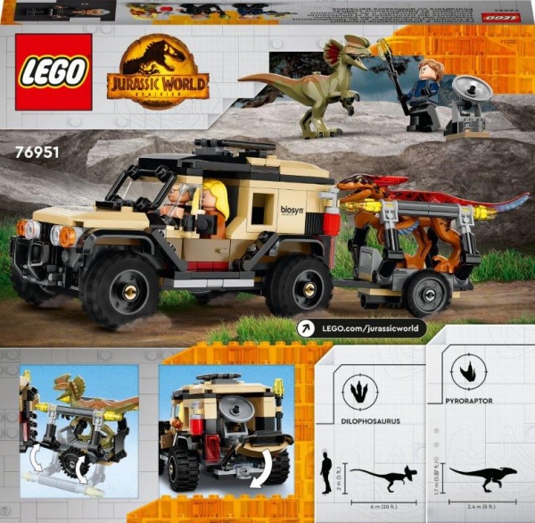 Конструктор LEGO Jurassic World перевезення пірораптора та дилофозавра 76951