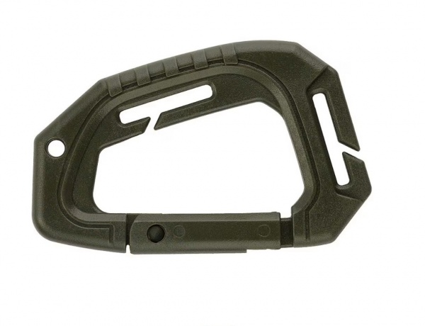 Карабин тактический D-образный 56х86 мм с крепежом Molle оливковый пластик 1 шт.