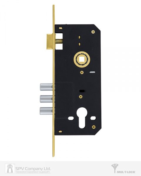 Дверний замок вхідний Mul-T-Lock 204S PB UNIV BS45мм85мм SP золотий