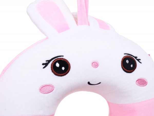 Подушка дорожная Зайчик 30х30 см белый с розовым Luna