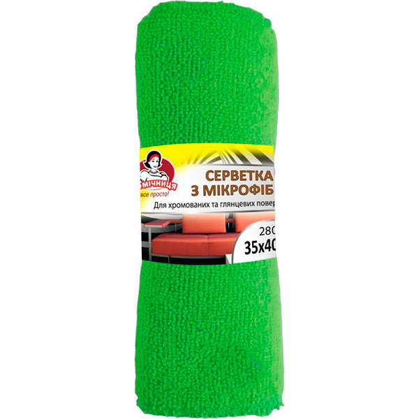 Серветка для хромованих поверхонь Помічниця зелена 35x40 см зелений