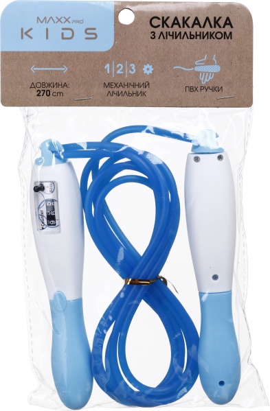 Скакалка MaxxPro kids з лічильником 29х3х15 см зелена MX0275161
