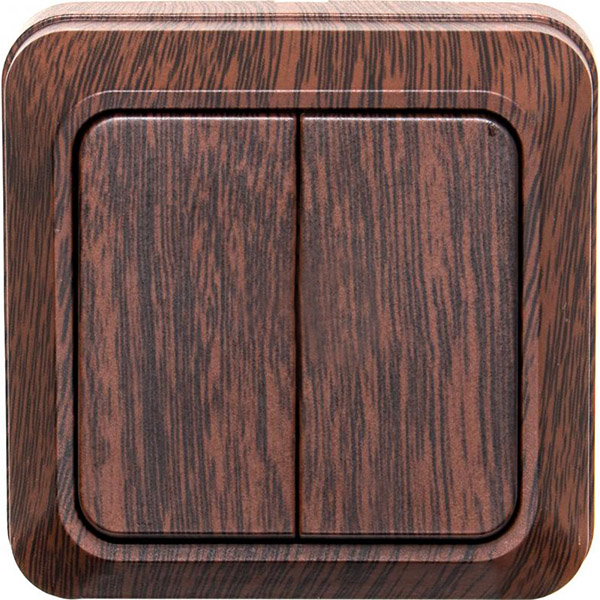 Вимикач двоклавішний Underprice IP20 без підсвітки горіх BD-SWP.MZ20G2W1-Walnut