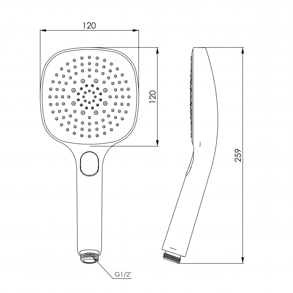 Ручной душ Imprese LSR-120GQ, 120 мм, 3 режима, кнопочный переключатель, хром