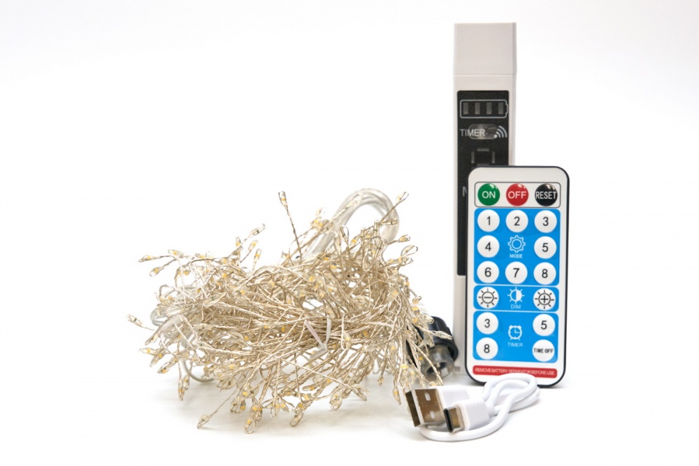 Электрогирлянда Девилон Нить с повербанком и пультом светодиодная (LED) 300 ламп 3 м (721343)