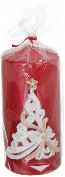 Свічка декоративна Ялинка червона різьба 70х150 мм Pako-If