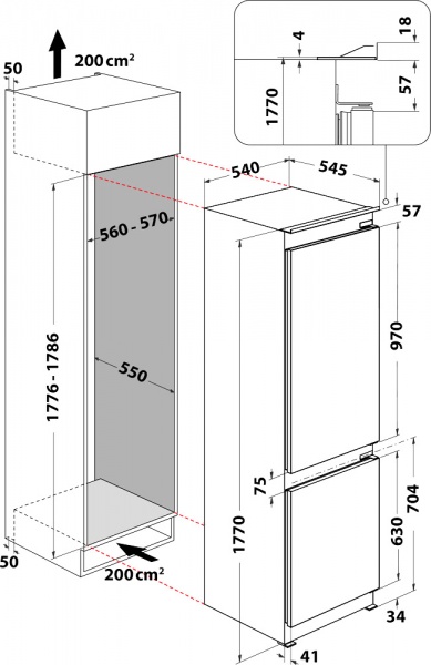 Встраиваемый холодильник Whirlpool WHC18 T341