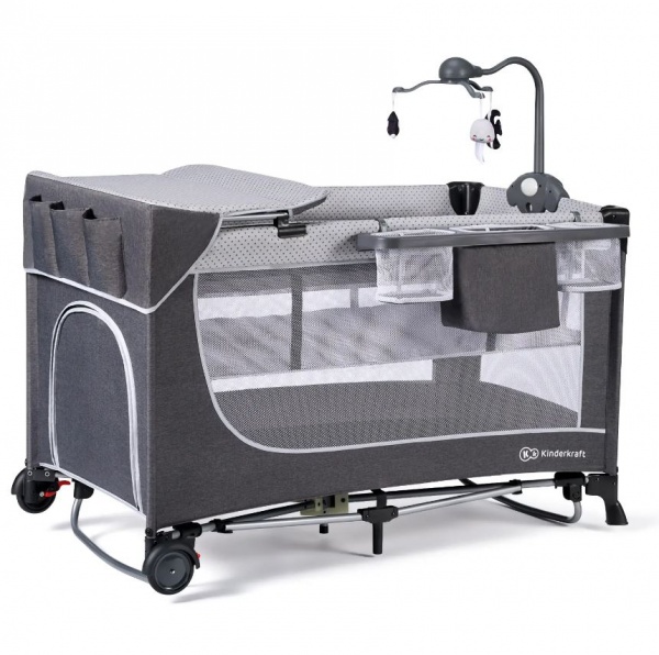 Манеж-ліжко Kinderkraft Leody Grey з пеленатором KCLEOD00GRY00AC