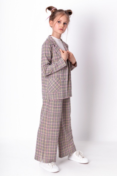 Костюм для девочки Mevis 128 серо-желтый 4257 