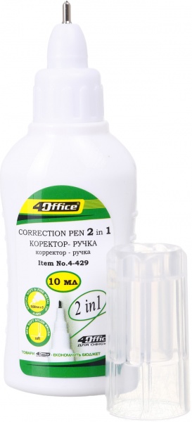 Корректор 4Office 2 в 1 клапан пишущий узел + кисточка 10мл 4-429