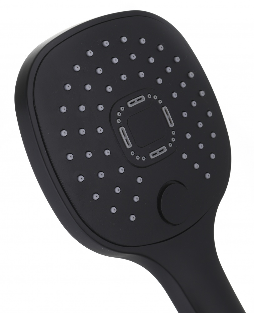 Ручной душ ScandiSPA 3 режима, переключатель-кнопка, квадратная форма черный