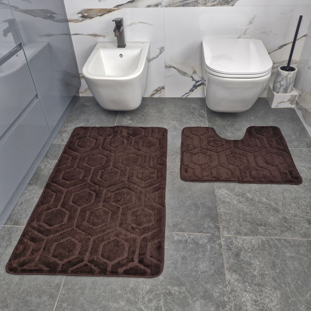 Набор ковриков Dariana Standard 60x100+60x50 шоколадный соты