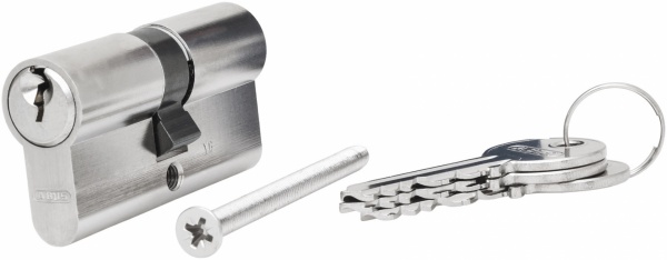 Цилиндр Abus E50 30x30 ключ-ключ 60 мм матовый никель