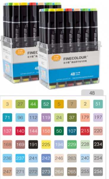 Набір двосторонніх маркерів FINECOLOUR Brush 48 кольорів EF102-TB48 різнокольоровий 