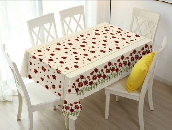 Скатертина Прованс Маки 137x180 см бежевий Dariana 