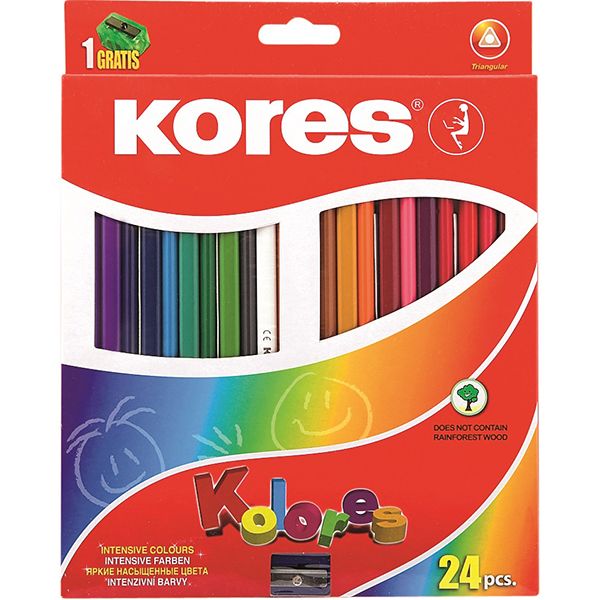 Олівці кольорові 24 шт. з чинкою трикутні 3 мм K93324 Kores