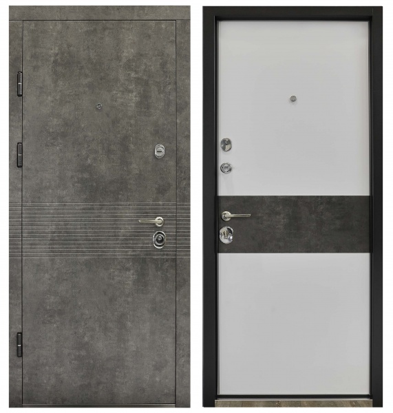 Дверь входная Министерство дверей Престиж 297 мрамор темный / белый 2050х860 мм левая