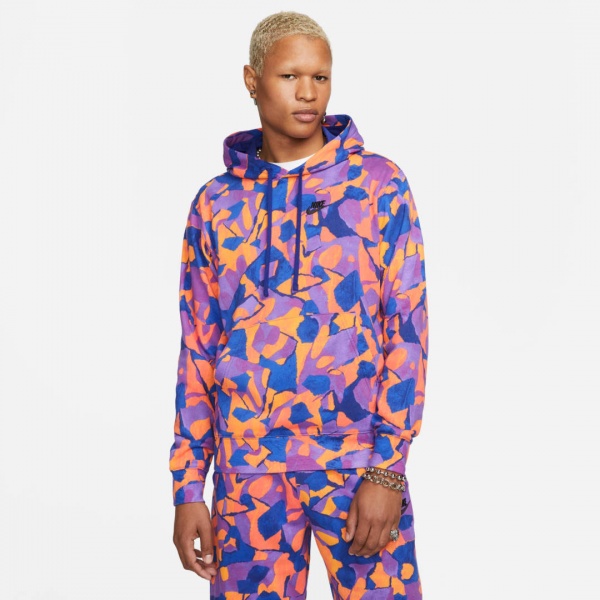 Джемпер Nike CLUB+ FT PO HOODIE AOP DX0791-551 р. L різнокольоровий
