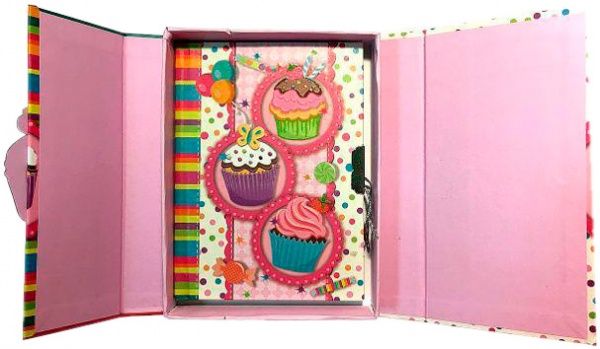 Блокнот дитячий на замочку в подарунковій шкатулці Malevaro Тістечка (G640610)