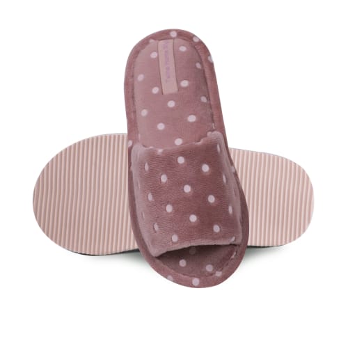 Тапочки для девочек Twins HS-VL велюровые в горошек р.34/35 розовый 7196 