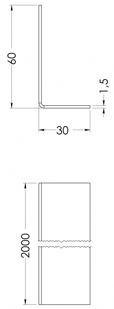 Уголок оцинкованный 30x60х1,5 мм 2000 мм STOREHOUSE