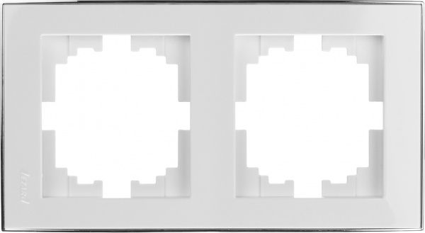 Рамка двомісна Lezard Rain вертикальна білий із хромованою вставкою 703-0225-152