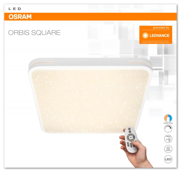 Світильник світлодіодний Osram Orbis Square с пультом ДК 55 Вт білий 2700-6000 К 