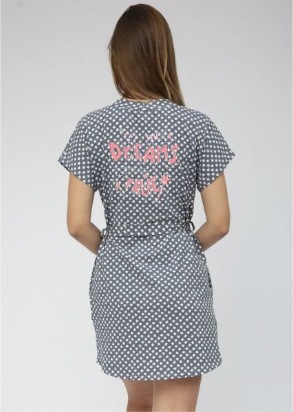 Халат женский Roksana Stars 1157/16055 р. S белый с серым 