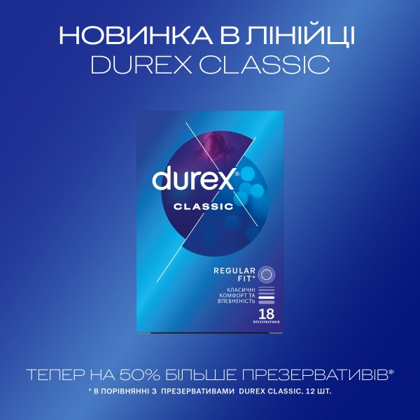 Презервативи Durex Classic з силіконовою змазкою 18 шт.