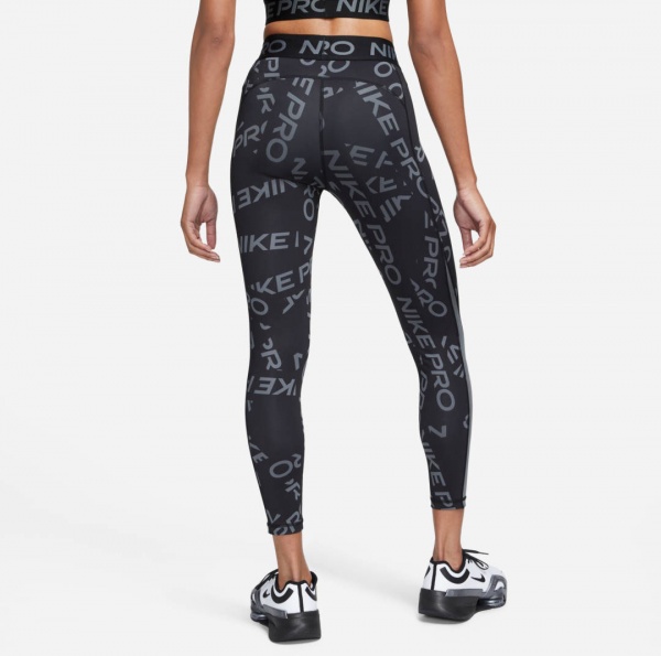 Лосины Nike W NP DF MR 7/8 TGHT AOP FB5484-010 р.M черный