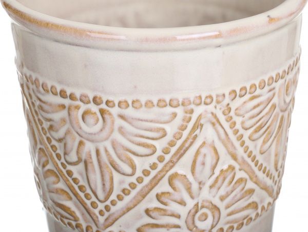 Кашпо керамічне Орнамент круглий (026-6.5-H2) кремовий 