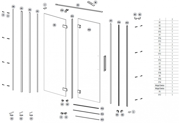 Душевые двери Cersanit Crea R 90x200 см S159-006 прозрачное стекло 