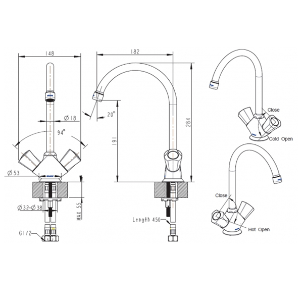 Змішувач для кухні Bravat Duo F7133186CP