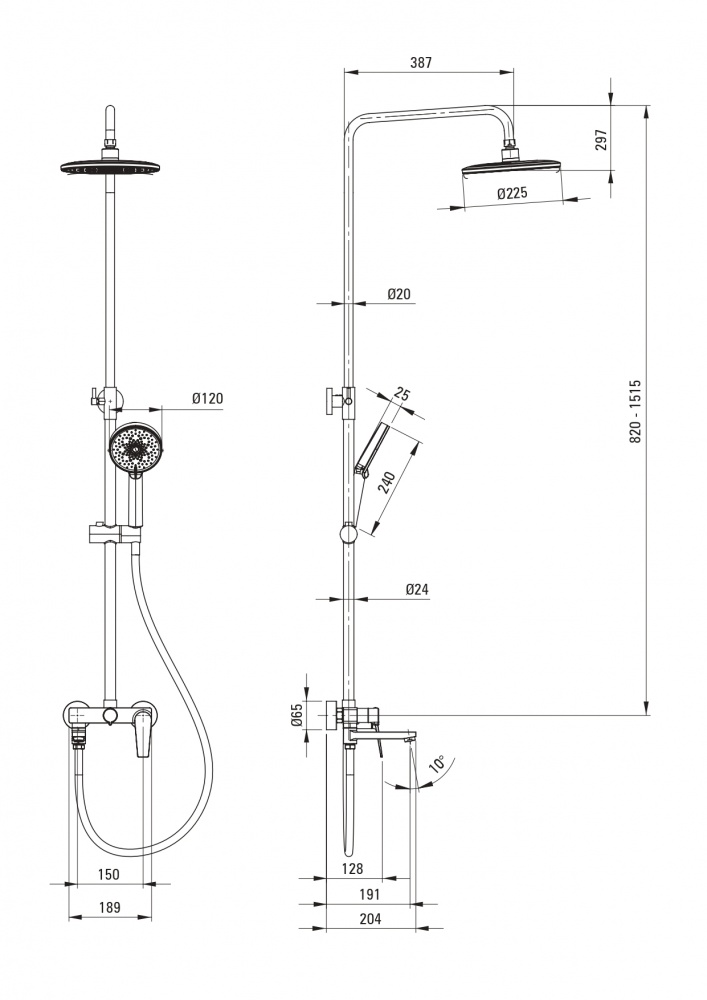 Душевая система Deante Ivo NLI 01RK