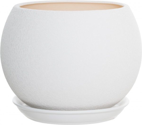 Горщик керамічний Оріана-Запоріжкераміка Куля шовк круглий 9л білий (037-0-088) 