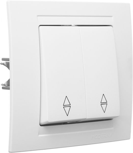 Вимикач прохідний двоклавішний Gunsan Moderna без підсвітки 16 А 250В білий MD 29 11 109