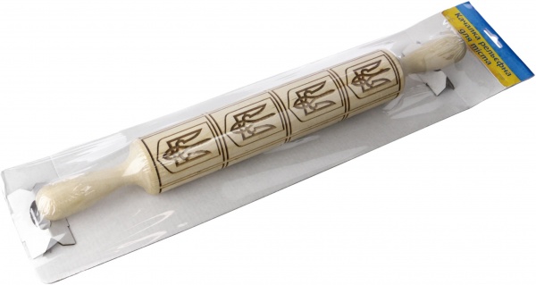 Скалка рельефная  20 см березовая SK003