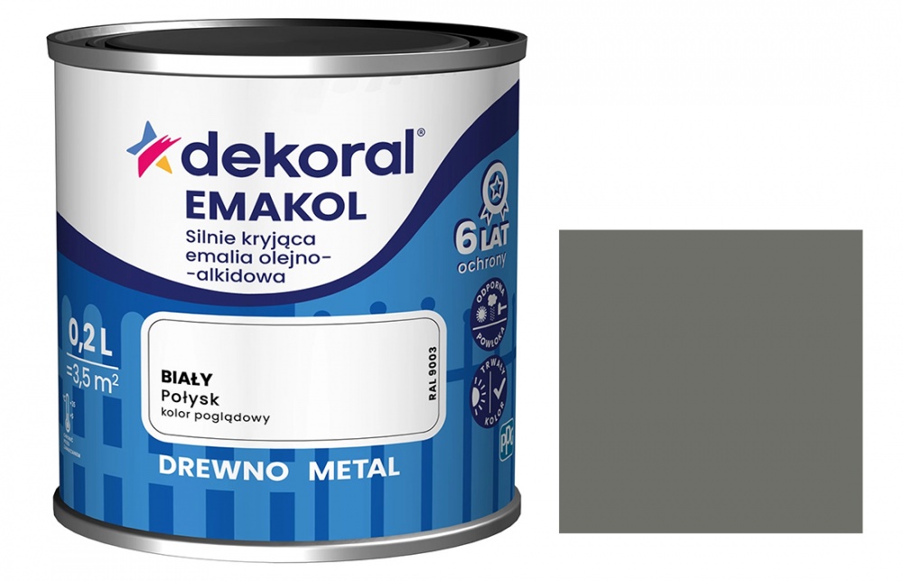Емаль алкідна Dekoral Емаколь сірий світлий глянець 0,2л
