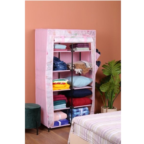 Тканевый шкаф Фламинго 1560х870х460 мм розовый 