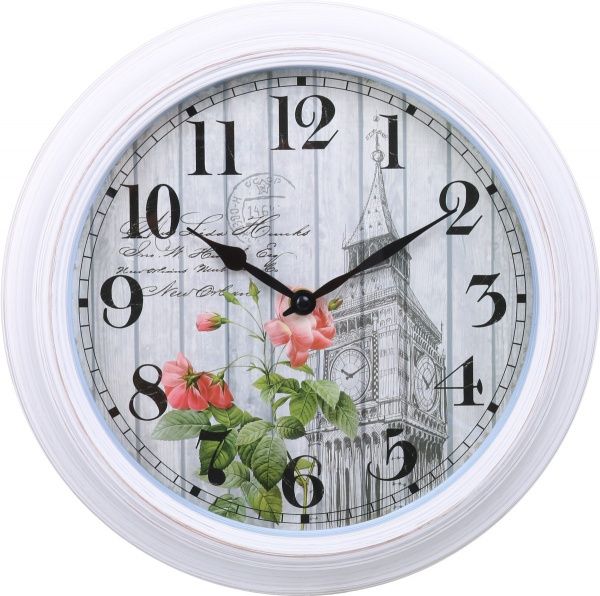 Часы настенные Мост з розами 30 см белый